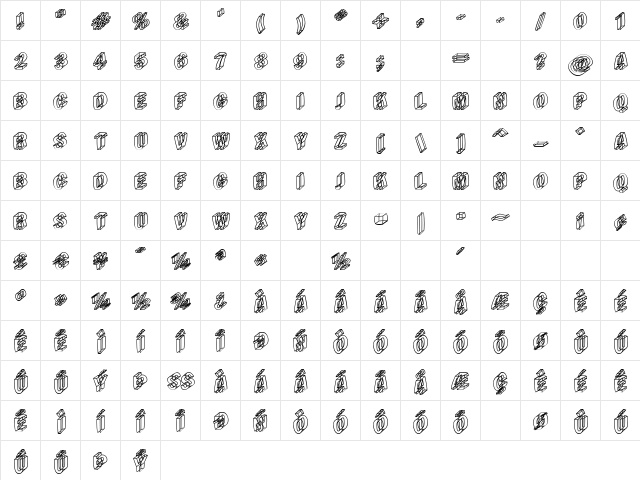 TypefaceEggs Medium  glyph index