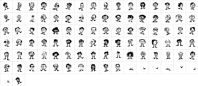 HeadfeetersPartialDisturbed Regular  glyph index