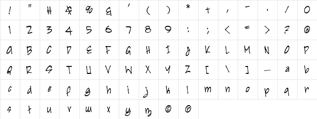 Irezumi Regular  glyph index