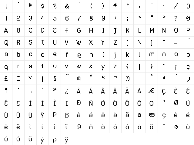 Dispose Regular  glyph index