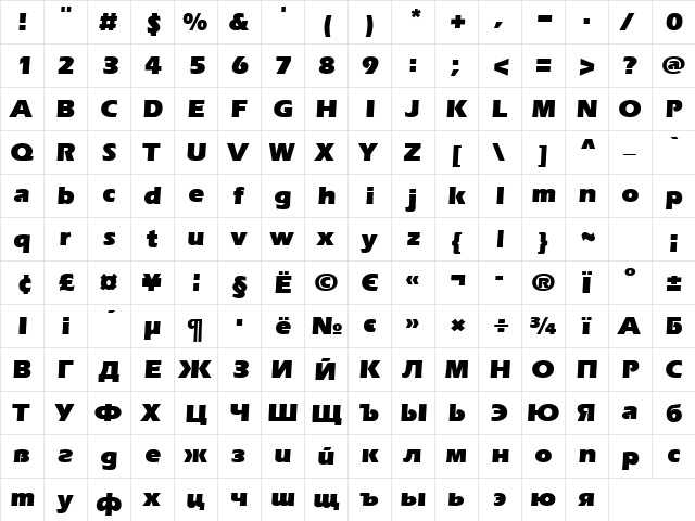 EverestUltra Normal  glyph index