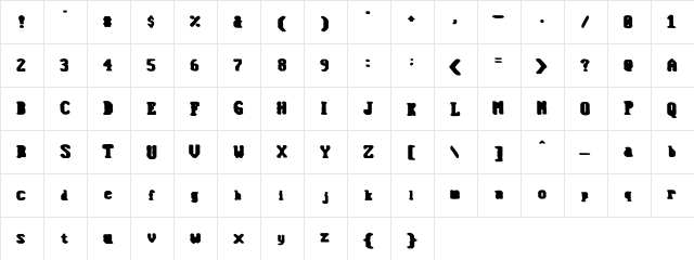 Monofill Regular  glyph index