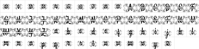 Bunda Regular  glyph index
