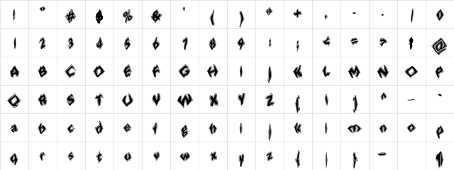 Contrive004 Regular  glyph index
