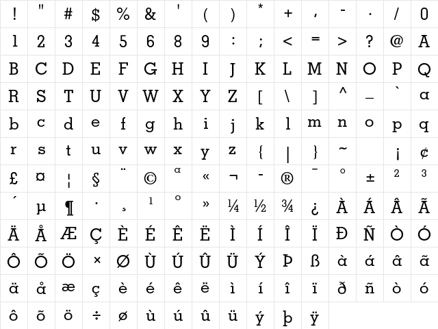 Memphis LT Std Medium  glyph index