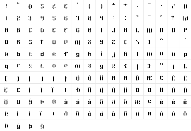 Wyvern Wings Wyde BRK Normal  glyph index