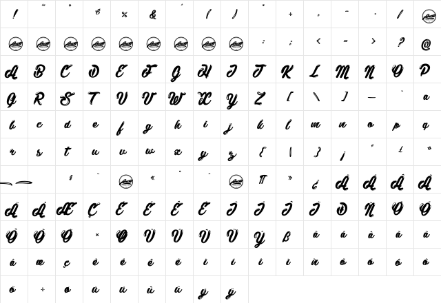 Cassandre_PersonalUseOnly Regular  glyph index