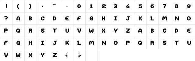 Bubblegum Ink Regular  glyph index