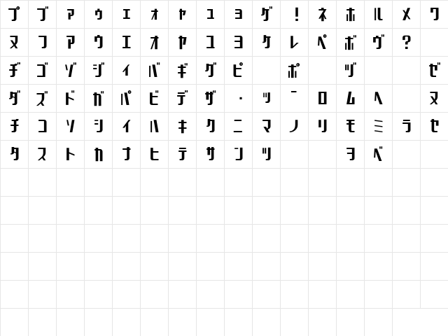 Chicagothic Regular  glyph index