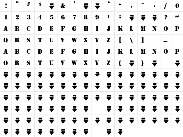 ZeroGirl Regular  glyph index