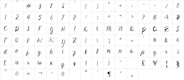 Corollo Regular  glyph index