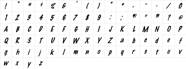 FeltMark-Italic Regular  glyph index