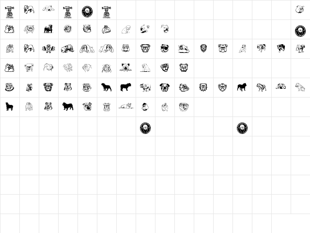 English Bulldog Regular  glyph index