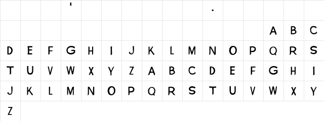 New Visions Regular  glyph index