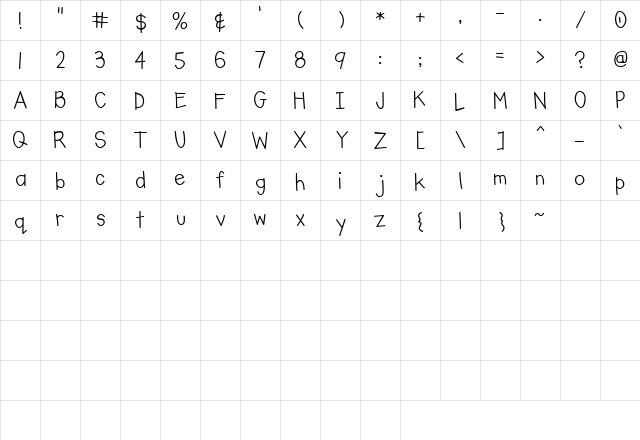 Doodle Basic Regular  glyph index