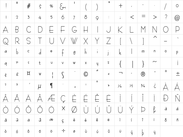 Bernie-Condensed Bold  glyph index