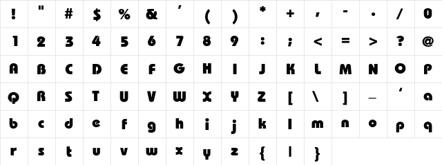 Adolph-Heavy-Bold Regular  glyph index