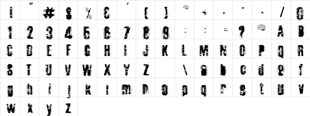 Tooth Ache Regular  glyph index
