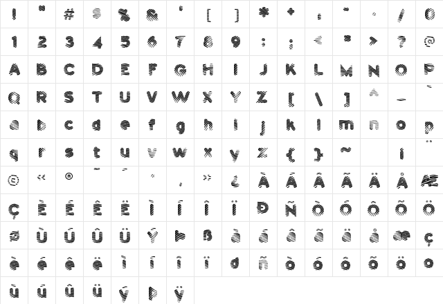 Pants Patrol Regular  glyph index