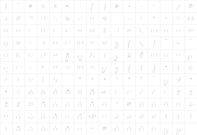 Basix Medium Italic  glyph index