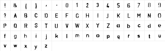 SCHABLONA DIRT Regular  glyph index