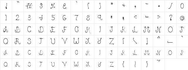 PC Hook & Line Regular  glyph index
