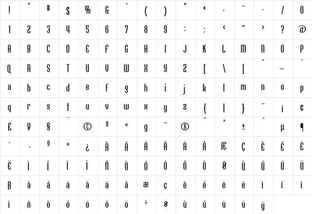 Conques Demi  glyph index