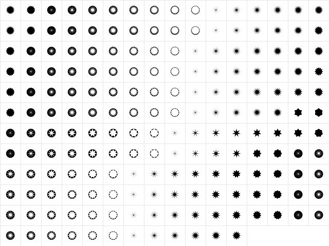 Ninkimono Regular  glyph index