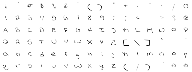 Sweenage Regular  glyph index