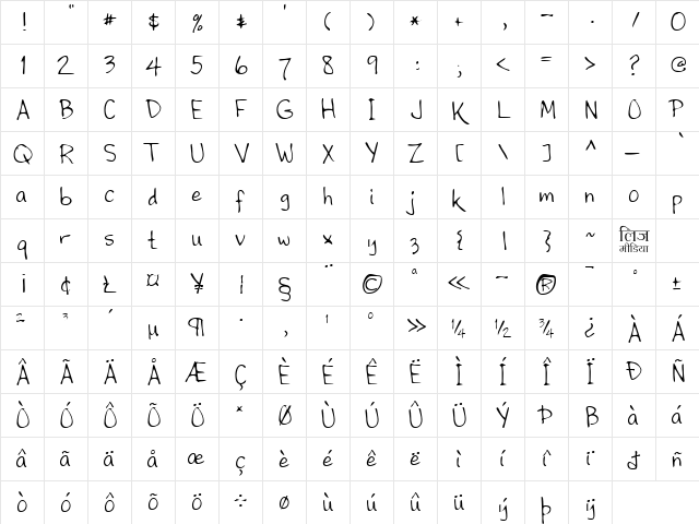 LEHN195 Regular  glyph index