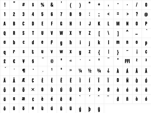 ChaletComprime HongKongEighty  glyph index