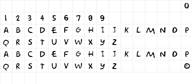 Groening Regular  glyph index