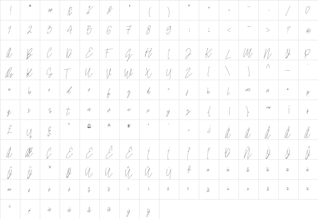 Samuel Zevanni Regular  glyph index