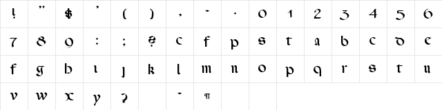 CallifontsF64TrueType Regular  glyph index