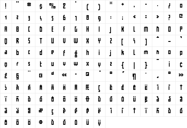 FFNetwork Medium  glyph index