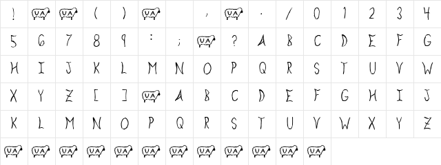 Exploding Sheep Regular  glyph index