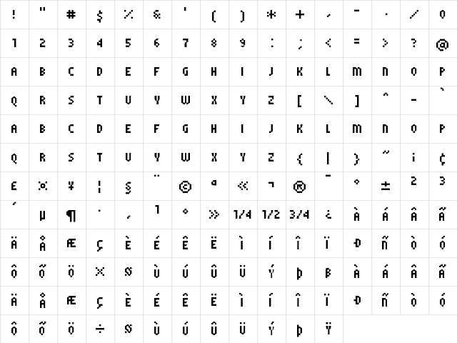 FFF Atlantis Condensed Regular  glyph index