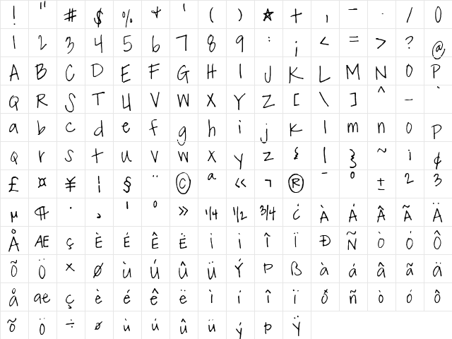 FG Dora Regular  glyph index