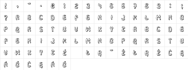 700 Fudge Regular  glyph index