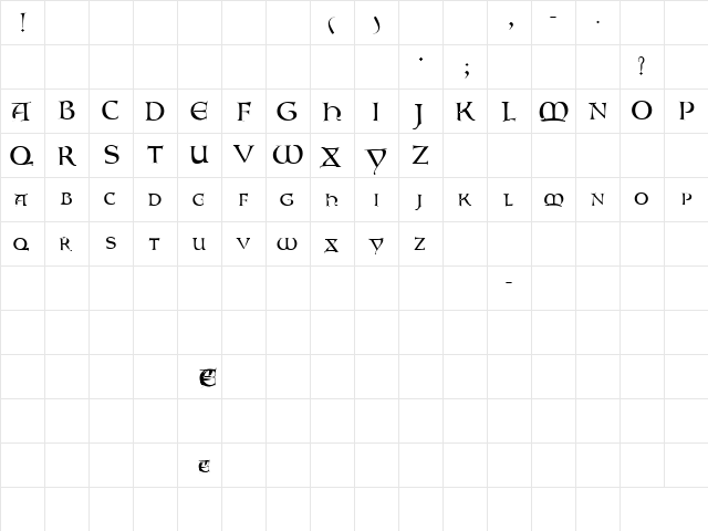Asylum 4 Regular  glyph index