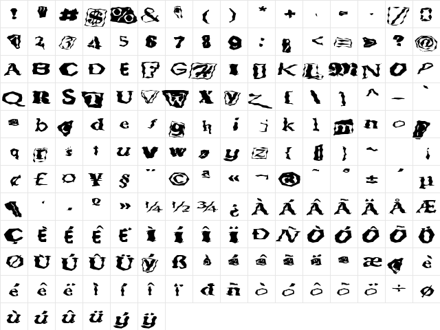FZ WACKY 51 EX Normal  glyph index