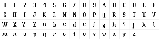 Batavia Glamore BOLD Bold  glyph index