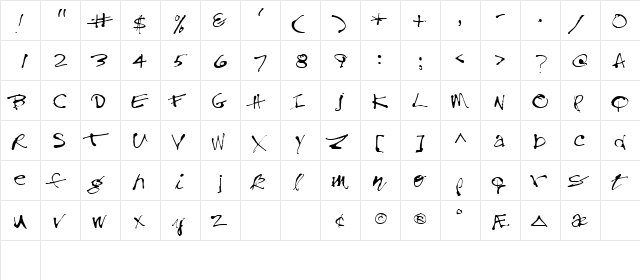 Amphi Regular  glyph index