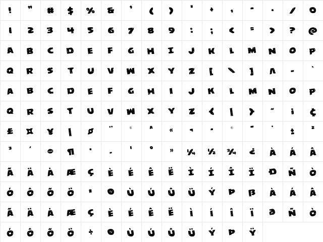 Behemuth Rotated Regular  glyph index