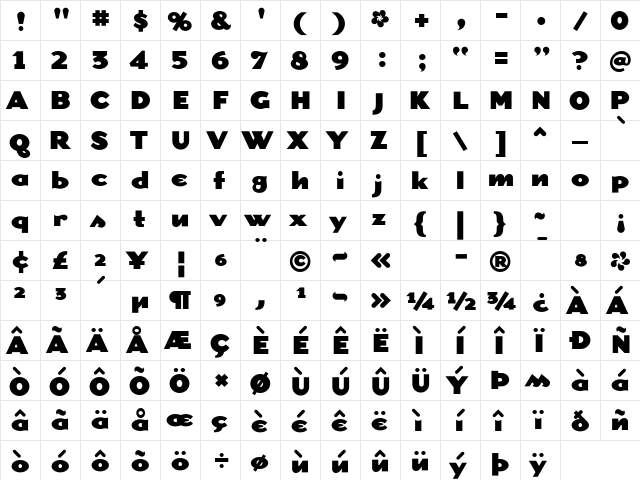 Dogma-Black Black  glyph index