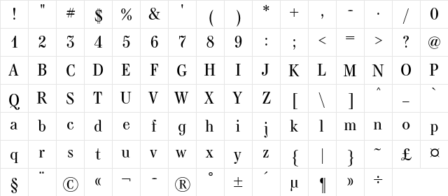 KuzanyanC Regular  glyph index