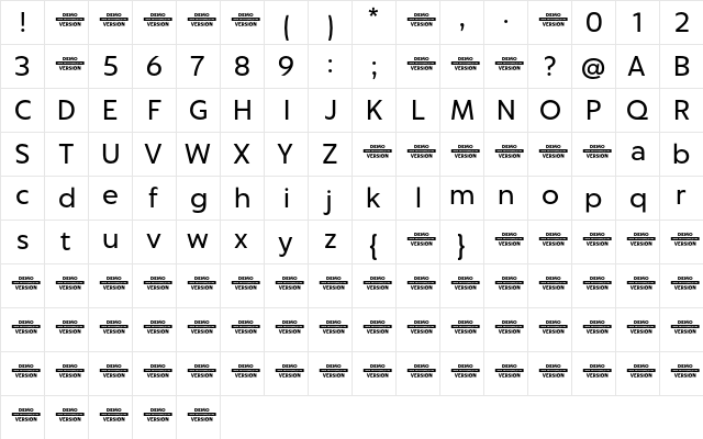 Captura Regular Demo  glyph index