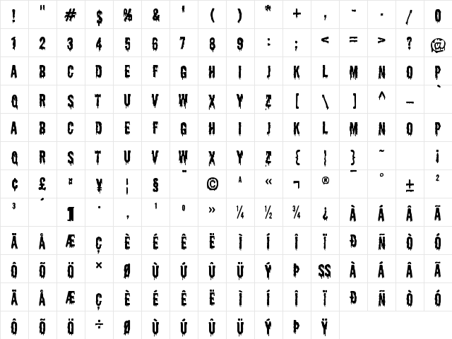 Shlop Regular  glyph index