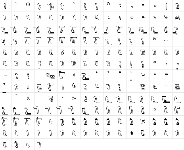 SF Cosmic Age Outline Oblique  glyph index