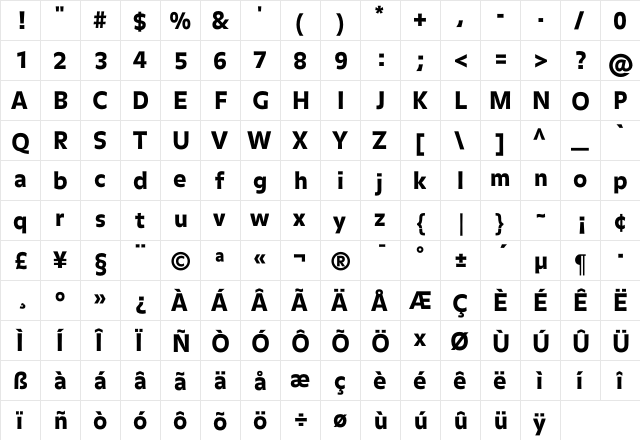 Balance Black  glyph index
